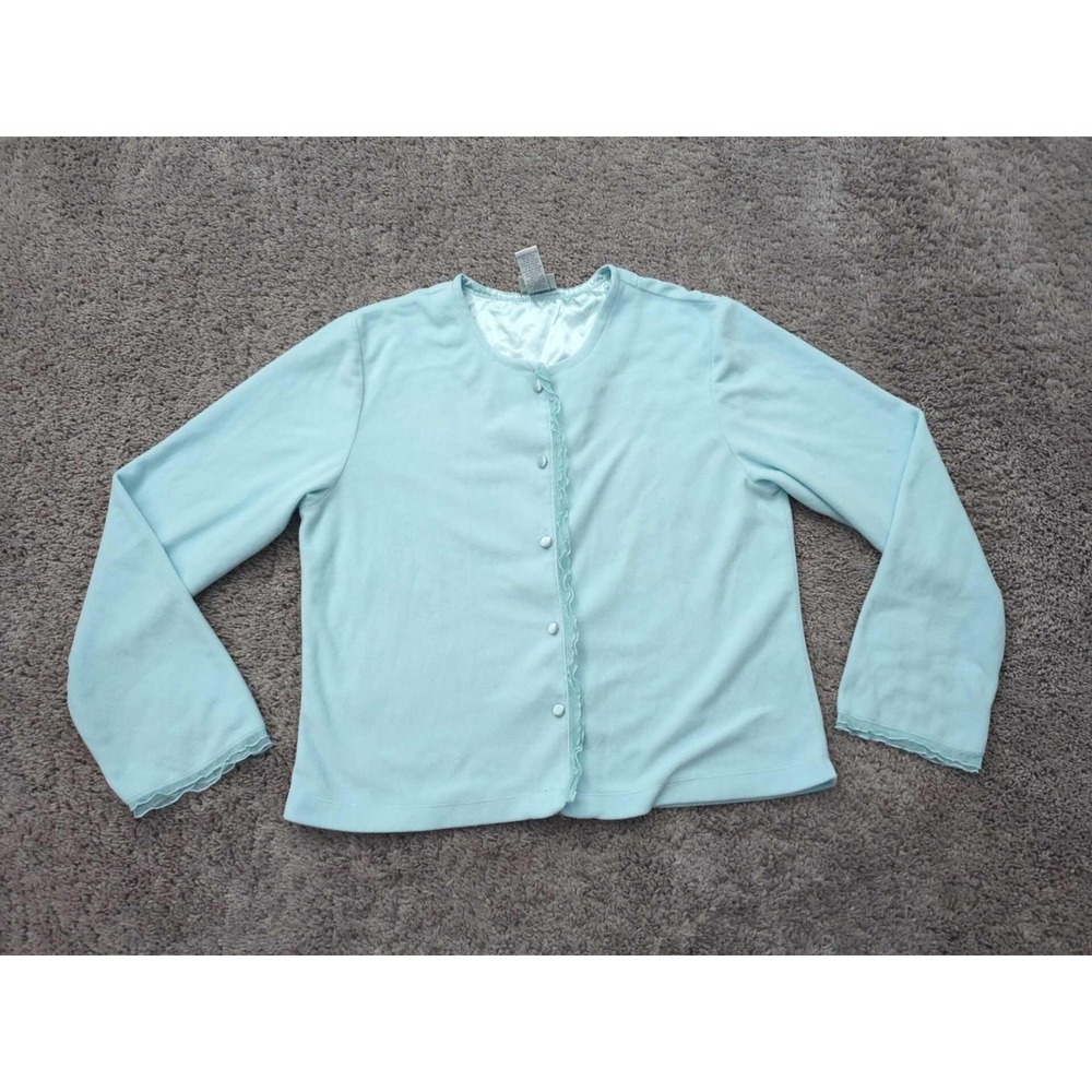 Jasmine Rose Intimates Sweater Womens Large Blue Long Sleeve Button Up Sleepwear